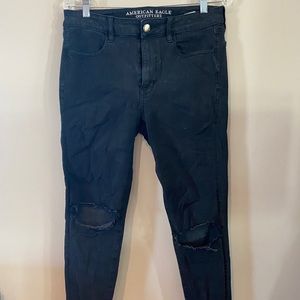 American Eagle black distressed jeggings